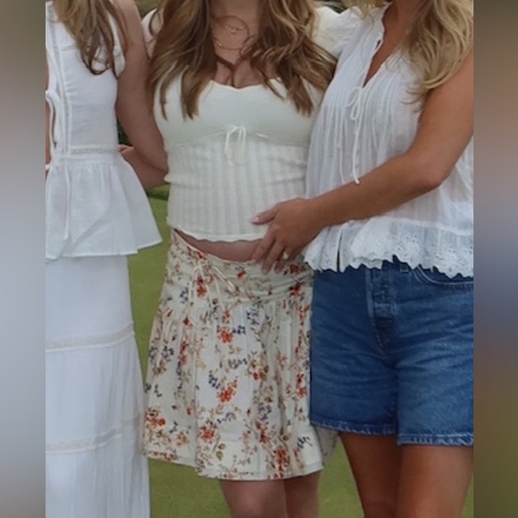 Anthropologie Floral Skirt in Cream and Rust - Picture 2 of 2